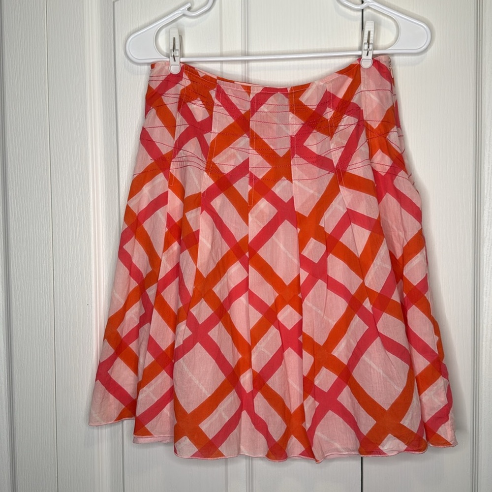 Urban outfitters VINTAGE Pink & orange patterned A line pleated skirt size s